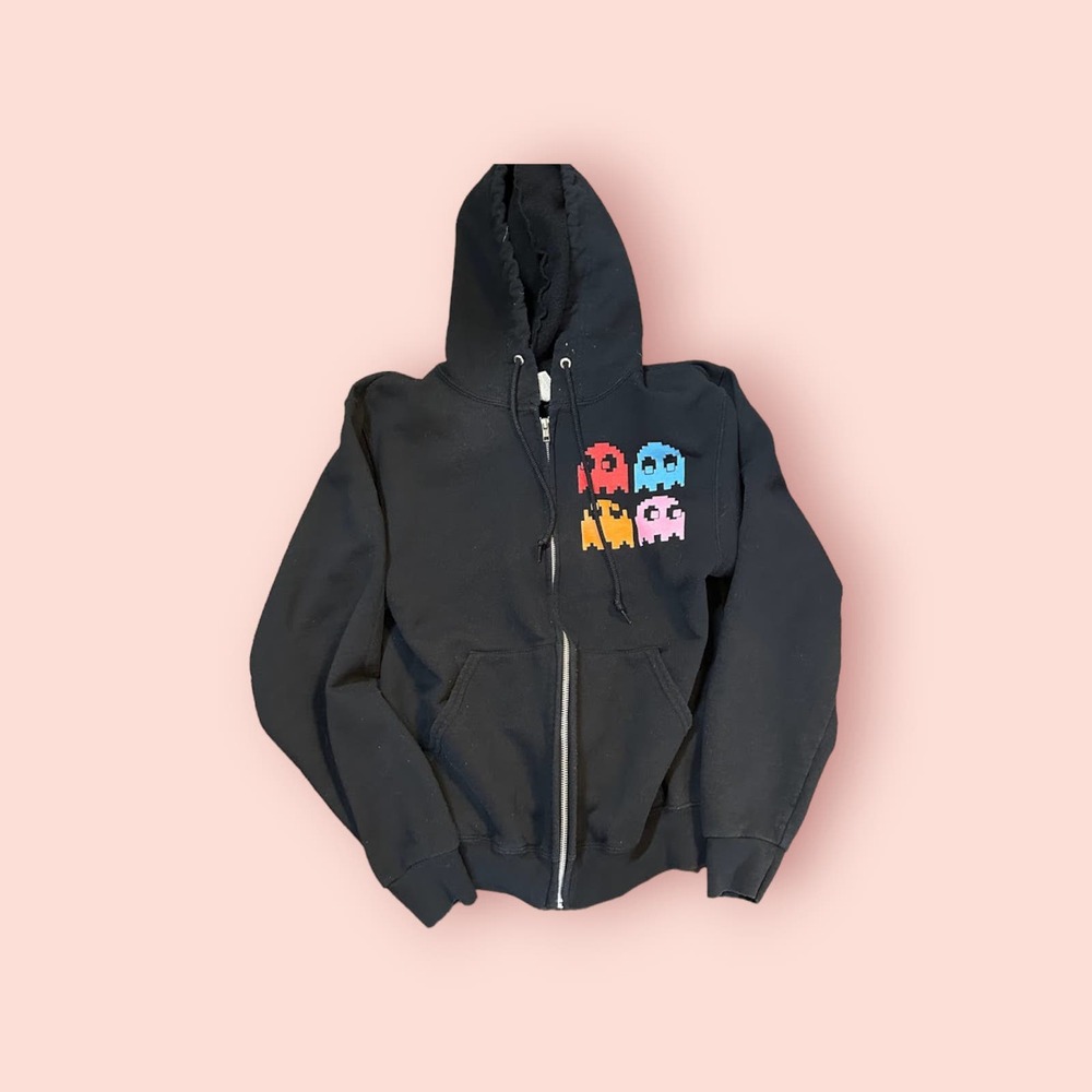 Unisex Black Pac Man I Aint afraid of no ghost Hoodie Size SMALL